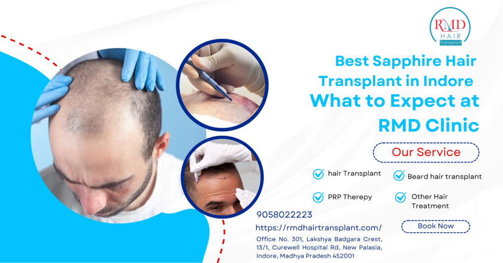 Read more about the article Best Sapphire Hair Transplant in Indore – What to Expect at RMD Clinic